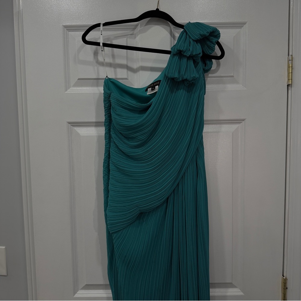 Vintage Tadashi Shoji Teal One Shoulder Dress
